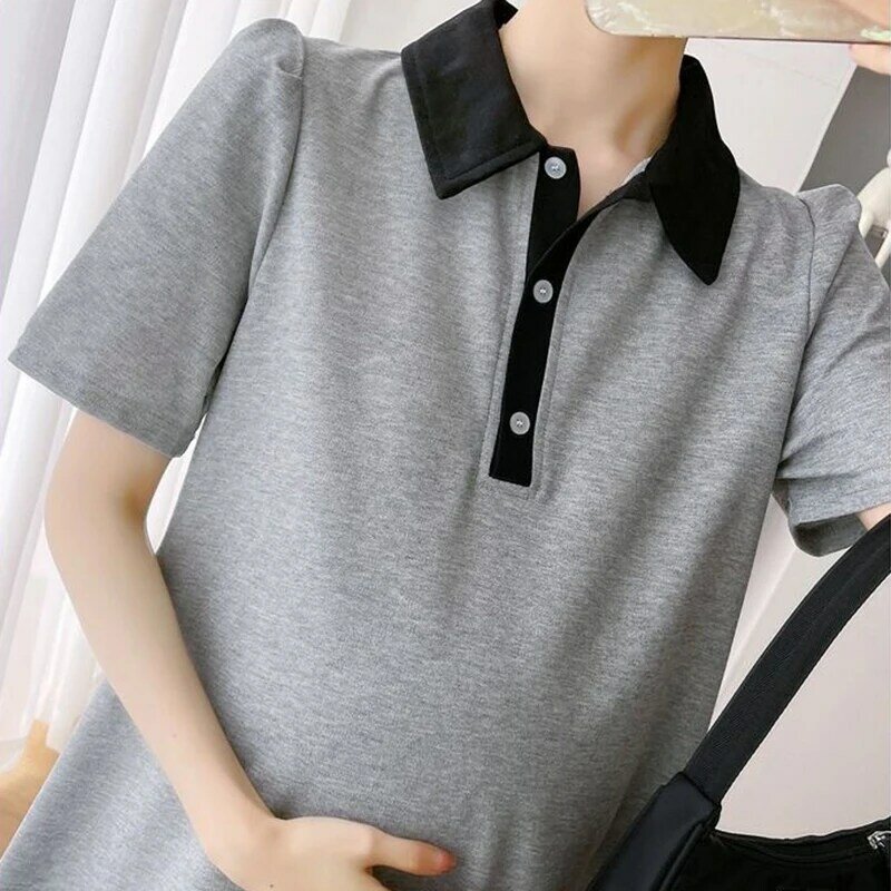 Summer Pregnant Women Dresses Maternity Lapel Shirt Pregnancy Solid Color Loose Knee A-line Female Long Casual Top