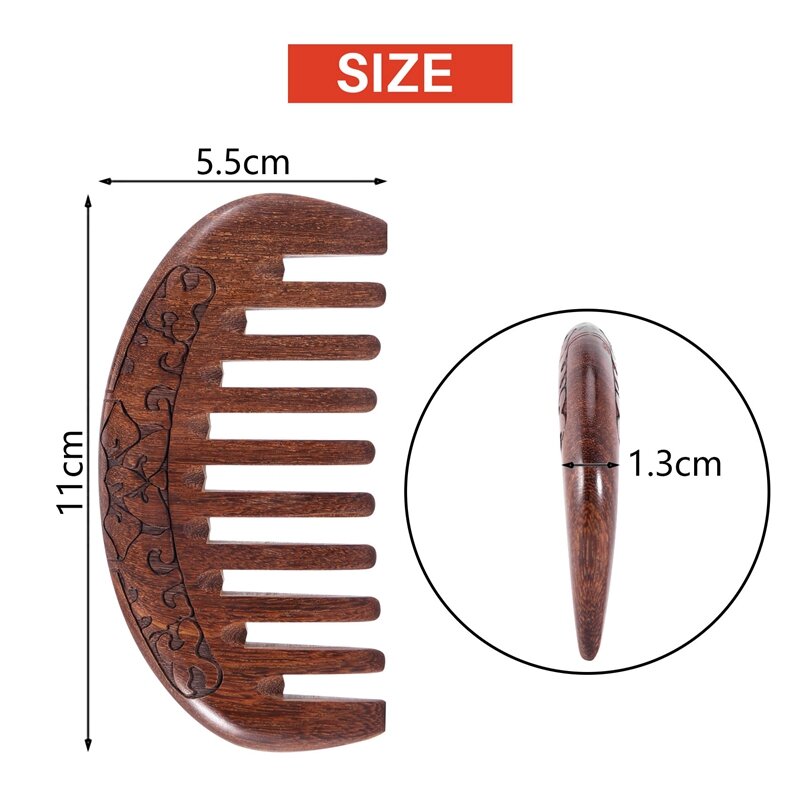 Wood Comb Wooden Hair Comb Natural Comb-Anti Static Massage Through The Comb (Flower-Wide Tooth)