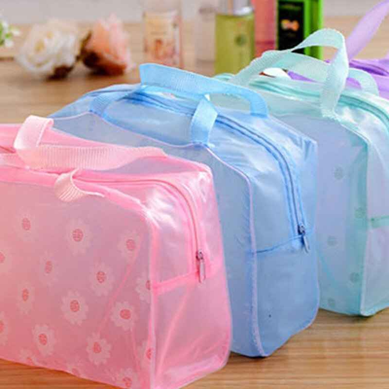 Transparent Waterproof PVC Cosmetic Storage Bag Multicolour Organizer For Women Makeup Pouch Compression Travelling Bath Bags