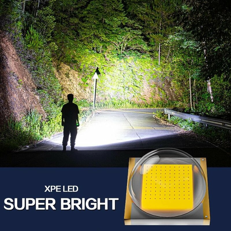 Linterna LED portátil para exteriores, foco brillante de largo alcance, linterna de emergencia con zoom para acampar, linterna táctica de emergencia