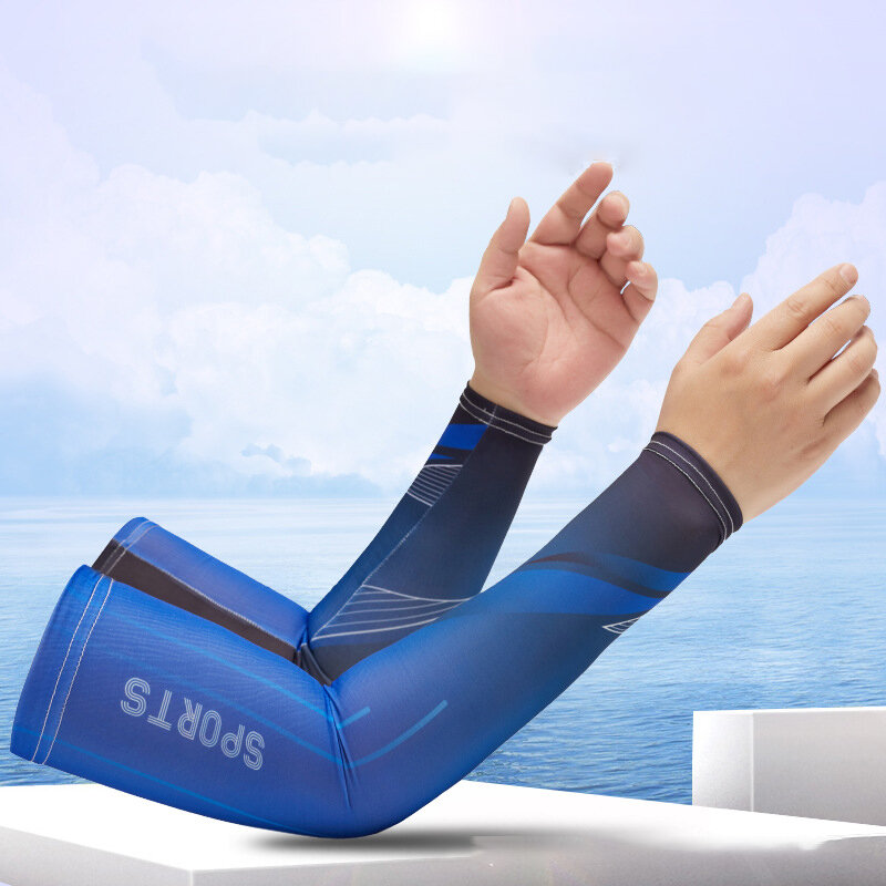 Ciclismo manica del ghiaccio da uomo estate guida protezione solare copertura del braccio bicolore antiscivolo Sport manica da pesca all'aperto elastico