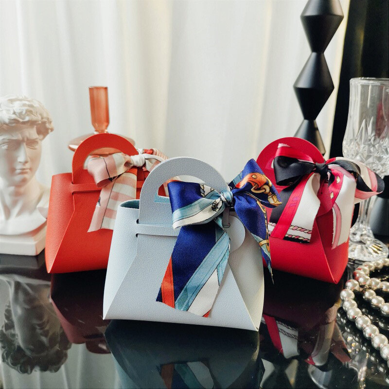 صندوق هدايا جلدي محمول ، سلة صغيرة ، حقائب تغليف مجوهرات ، حقيبة يد صغيرة ، هدايا لحفلات الزفاف ، صندوق حلوى ، عيد مبارك