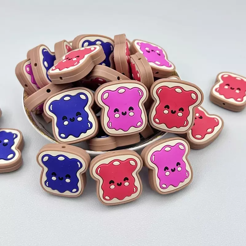 10PC Bread Toast Bead Teethe Baby DIY String Pen Bead Nipple Chains Jewelry Accessories Teethe Focal Beads Baby Silicone Bead