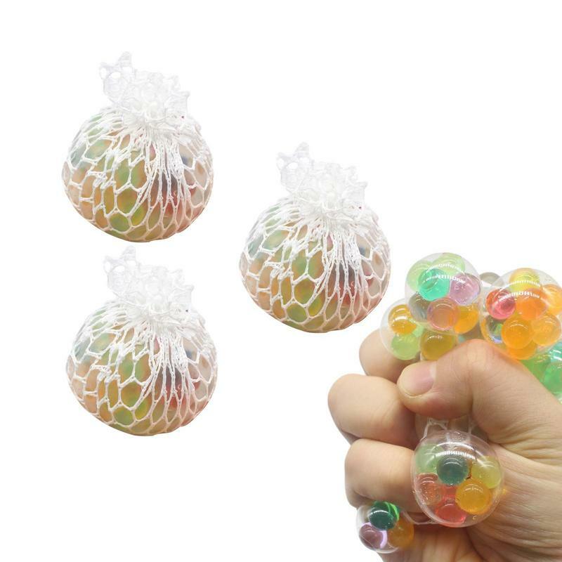 3pcs Colorful Stress Ball Fidget Toy Soft Squeeze Sensory Toy With Beads Non Sticky Pinch Toys For Kids Adults Men Women Teen