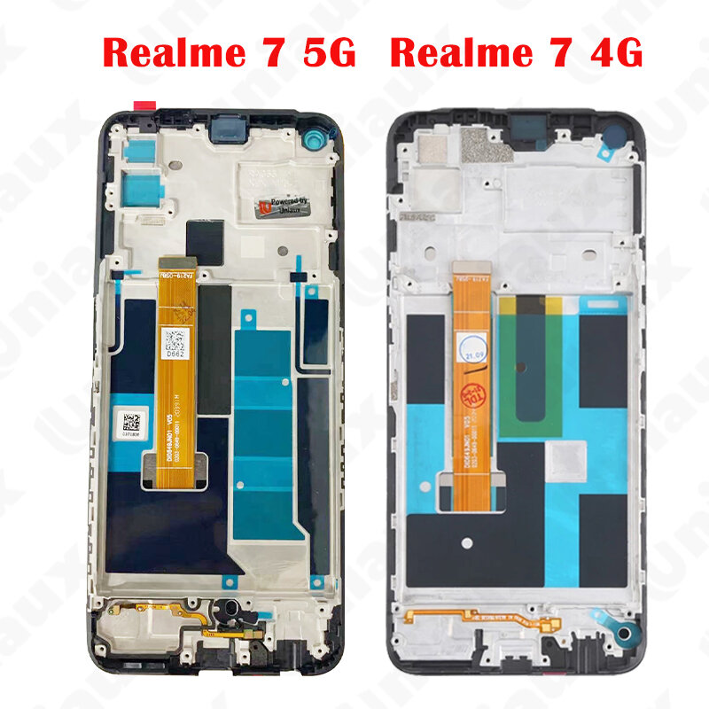 프레임이 있는 Realme 7 LCD 디스플레이 터치 스크린 디지타이저, 4G 5G RMX2155 RMX2151 RMX2111 용 오리지널 디스플레이
