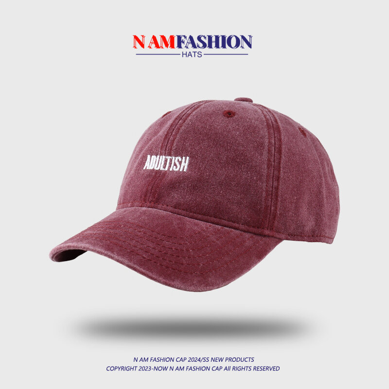 Washed Cotton Baseball Hat for Men and Women Spring Summer Korean Style Versatile Personalized Minority Sun-Poof Peaked Cap
