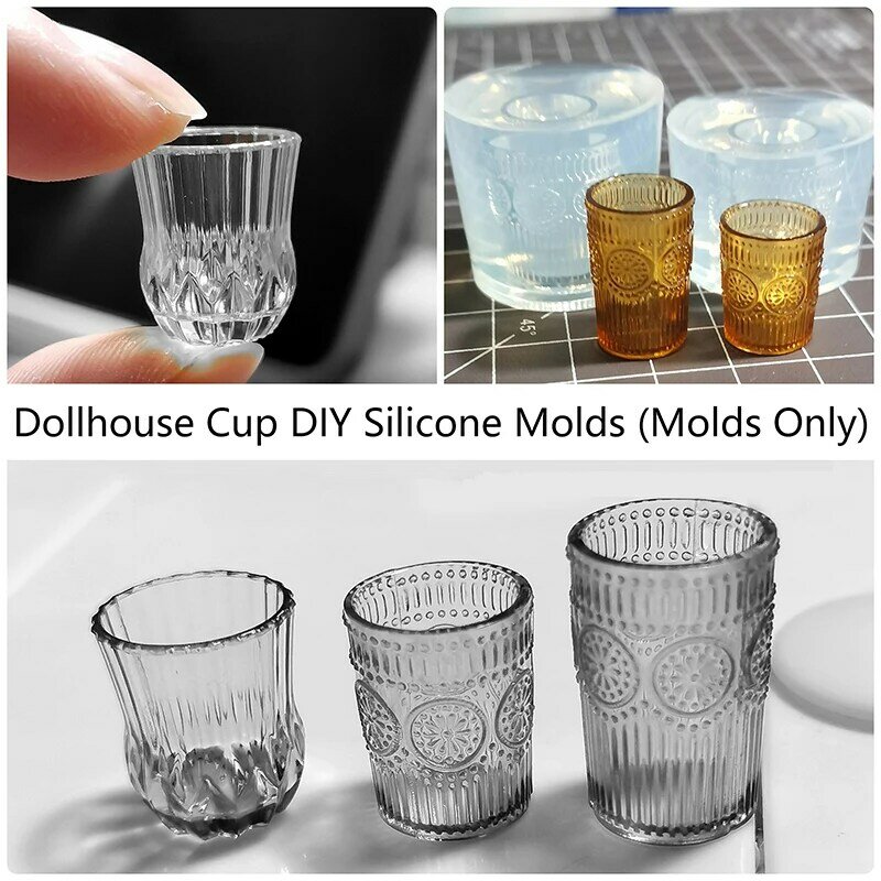 Miniature Juice Cup para Dollhouse, Mini Mold, DIY, Gota, Cola UV, Silicone, Acessórios, Apenas Mold, Novo, 1:12