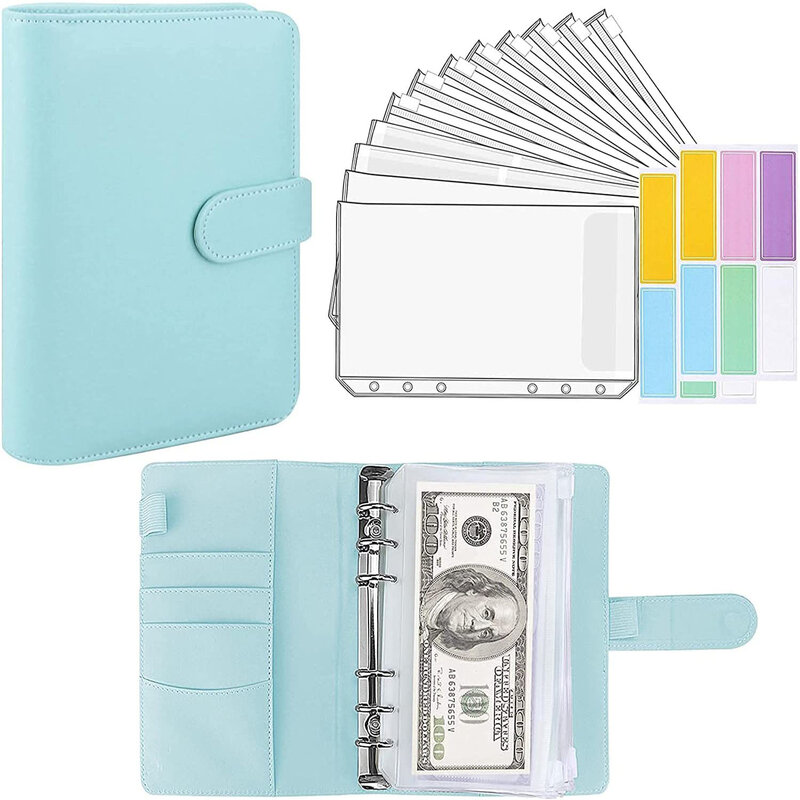 15 Pieces Binder Budget Planner Cash Envelopes Organizer with A6 Binder Pockets, Cash Envelopes Wallet for Budgeting and Saving
