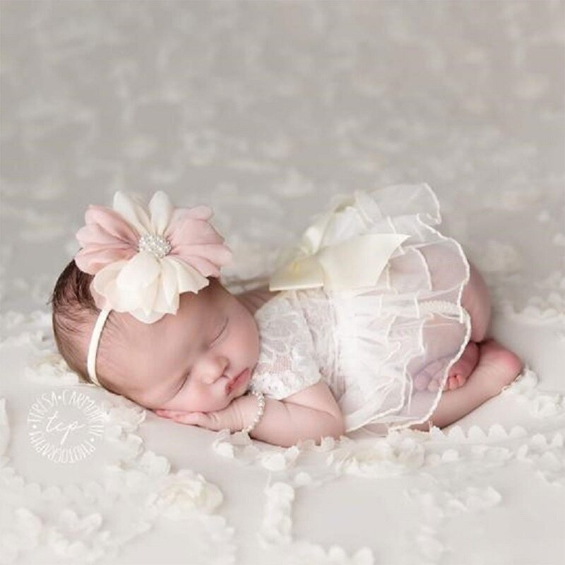 Baby Girl Lace Romper Princess Bowknot Dress Newborn Outfit Lace Tutu Skirt Photography Props Photography Clothing