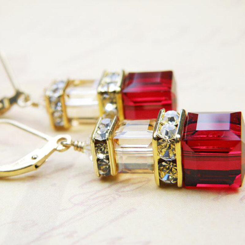 2021 New Luxury Bohemia Drop Earrings for Women Elegant Geometry Crystal Zirconia Wedding Party Pendant Earring Jewelry Gift