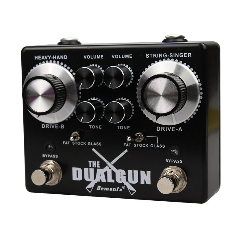Demonfx-DUALGUN Guitar Effect Pedal, Overdrive Distortion Booster, True Bypass, alta qualidade