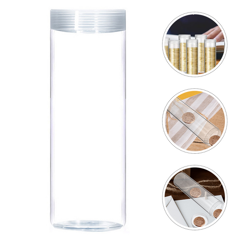 Transparente Coin Barrel Storage Tube, Full Roll, Loose Protection, Dispenser Coins, 27mm Half Barrel, 10 Pieces, Diâmetro