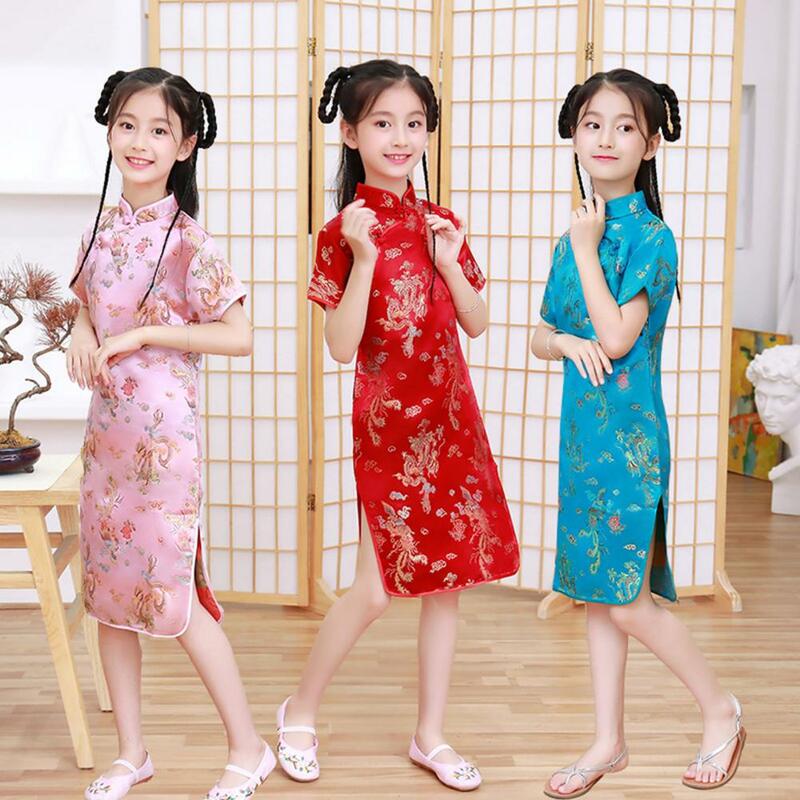 Cheongsams Hanfu disfraz tradicional chino para niños, vestido Retro para bebés, vestido de verano con estampado de Fénix