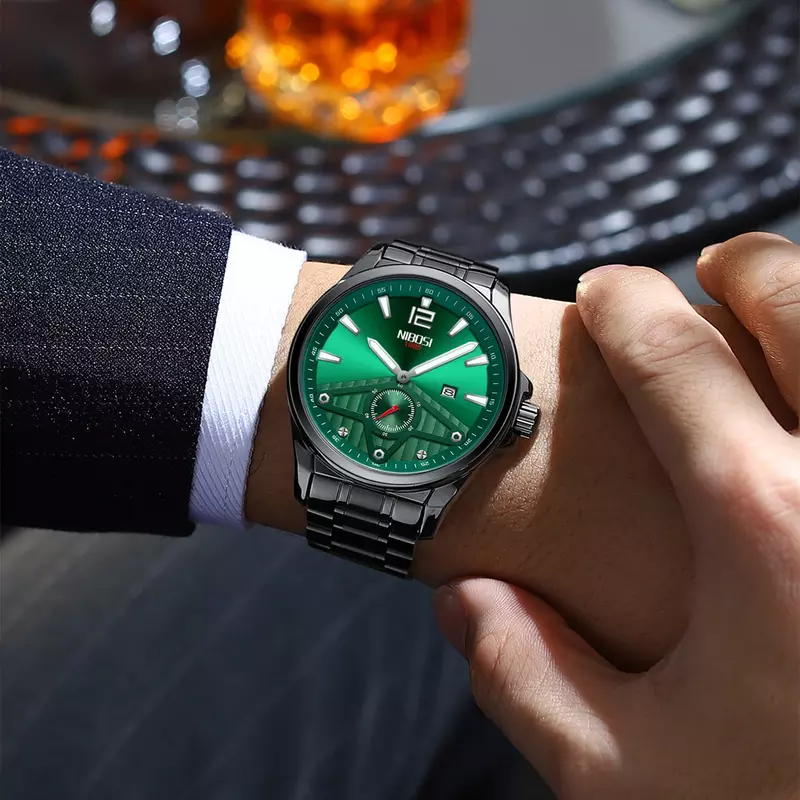 NIBOSI zegarki na rękę dla mężczyzn zegarek męski ze stali nierdzewnej wodoodporne zegary zegarek kwarcowy biznesowy Relogio Masculino