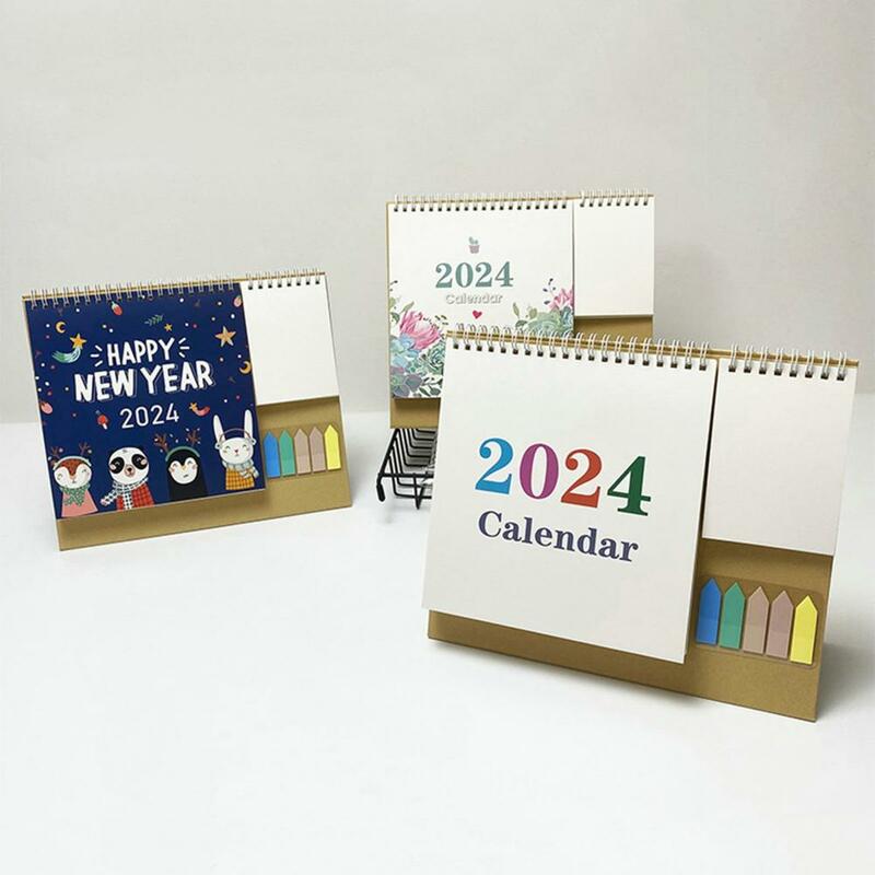 2024 Desktop Calendar 2024 Desk Calendar with Pocket Notepad Labels Monthly Schedule Planner for Home Office School Twin-wire