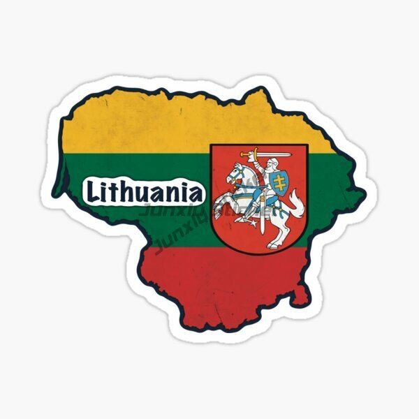 LT Lithuania Flag Map Badge PVC Creative Sticker for Decorate Car Van Laptop Motorcycle Bicycle Wall Room Decal Customizable