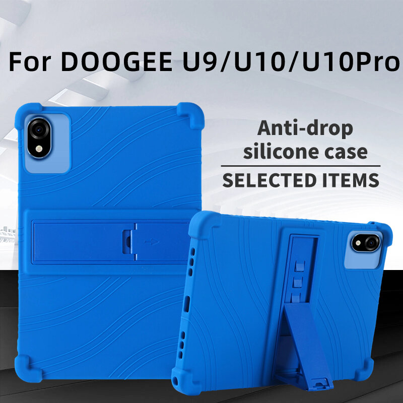 DOOGEE U9 U10 U10 Pro 태블릿 케이스, 충격 방지 에어백, 소프트 실리콘 조절식 스탠드, 정밀 컷아웃 커버, 10.1 인치
