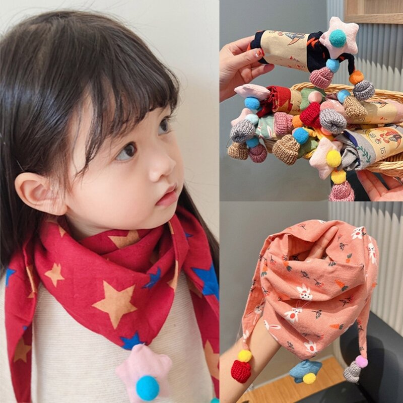 Bufanda con estampado dibujos animados, bufanda cuello versátil para niños y niñas en climas fríos