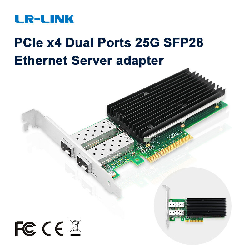 LR-LINK muslimt adattatore Ethernet ottico in fibra di scheda di rete da 25Gb PCI-Express NIC a doppia porta basato su Intel XXV710