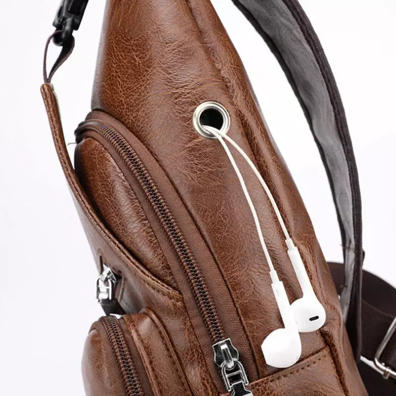 حقيبة كتف صدر رجالية مخصصة من الجلد الصناعي ، عبوة قطرية ، حقائب سفر عبر الجسم ، موضة جديدة