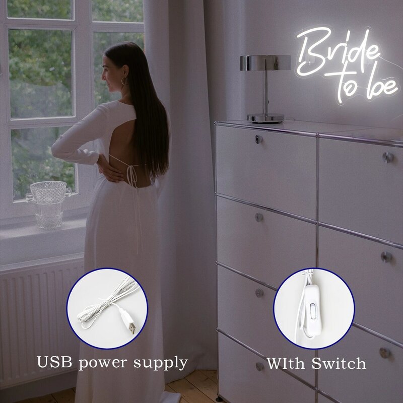 ชุดเจ้าสาวเป็นป้ายนีออน LED โคมไฟติดผนังสำหรับงานแต่งงานงานเลี้ยงโอ้เบบี้บ้านอบอุ่นโรแมนติกของตกแต่งห้องแต่งงานไฟตกแต่ง USB