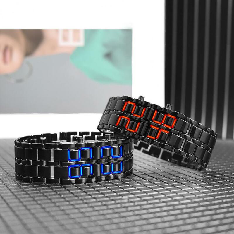 Men Digital Watch Large Screen Electroplated Decorative Cool Style Individual Stainless Men Wristband Watches Digital Bracelet