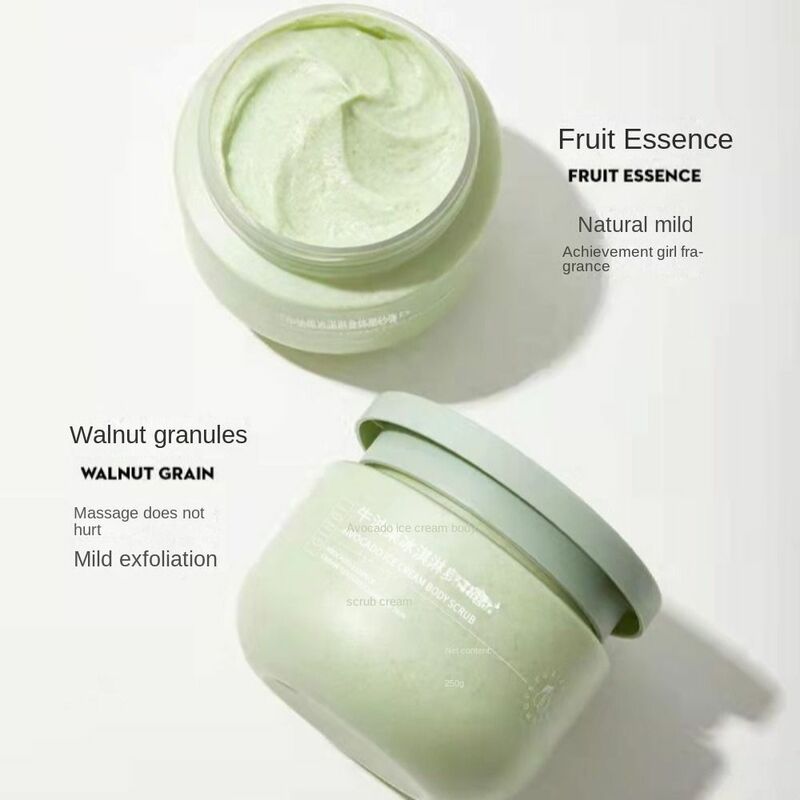 Crema exfoliante corporal de aguacate verde para mujer, Limpieza Profunda, cuidado de la piel, ducha, blanqueamiento, limpieza suave