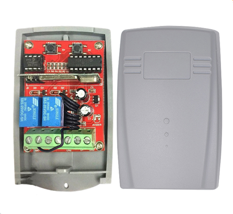 Controle remoto para portão de garagem, 12-24v, dc, 2 canais, código fixo, receptor de 92mhz, abridor de portão de garagem