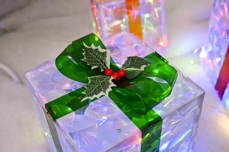 Set van 3 kerst 48 LED-verlichte geschenkdozen transparant vierkleurige verlichte kerstdoos decraties