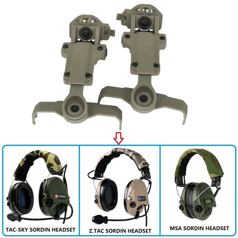 Airsoft Headset ARC Helmet Rail Adapter for MSA SORDIN Tactical Headphone Hearing Protection Protective Earmuff Shooting Headset