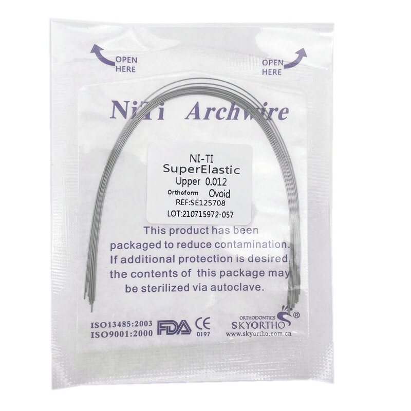 10 sztuk/paczka ortodontyczne Dental Super elastyczna owalna forma Niti okrągłe/prostokątne Arch druty Dental Niti Arch drut produkt dentystyczny