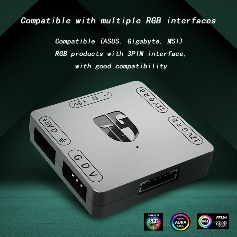 ADD-RGB do RGB z kablem zasilającym SATA Płyta główna ARGB do RGB 5V 3-pinowy do 12V 4-pinowy konwerter Koncentrator transferu