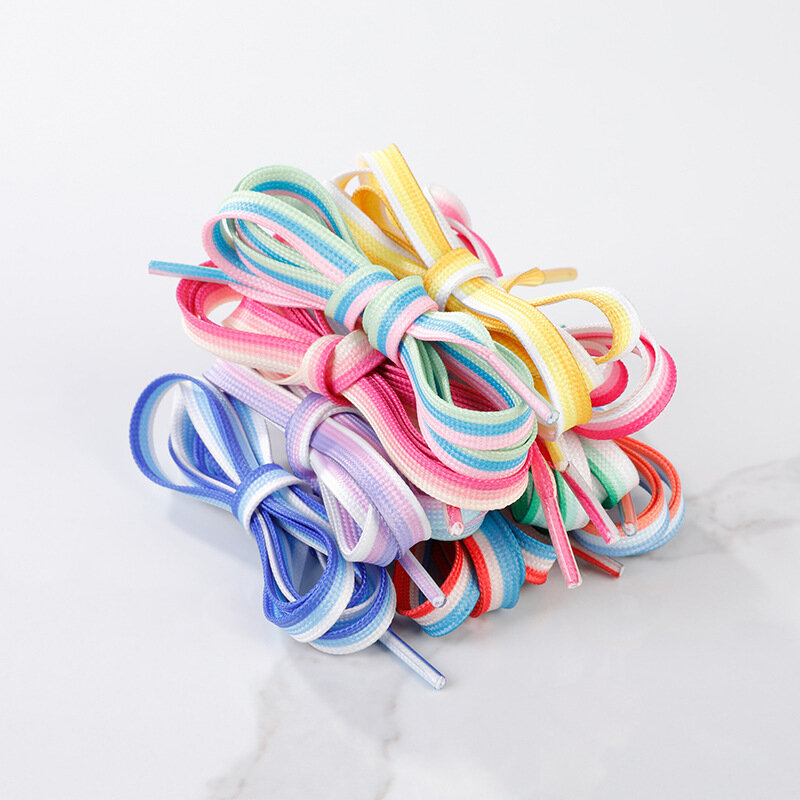 1 para nowych kolorowych płaskie sznurowadła modnych trójkolorowych poliestrowych płócienne tennisówki sznurowadła Unisex kreatywne akcesoria do butów