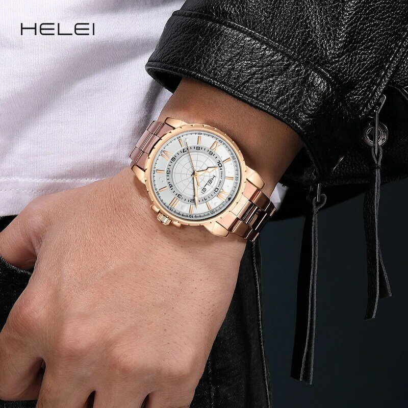 HELEI-Relógio Quartz Multifuncional Masculino, Série Halógena, Tendência da Moda, Movimento do Vento, Novos Modelos, 2021, 2022