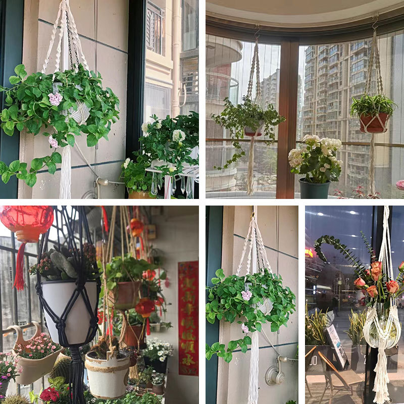 Mir de plantes en macramé fait à la main, support de pots de jardin, décoration murale de balcon, ULde levage nouée, décor à la maison