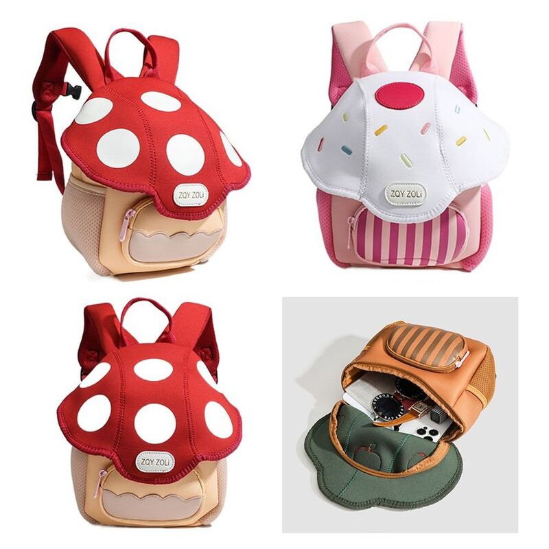 Fashion PU Cute Mushroom Backpack Mini Kindergarten School Bags Children's Bag Cartoon Baby Schoolbag for Children Boys Girls