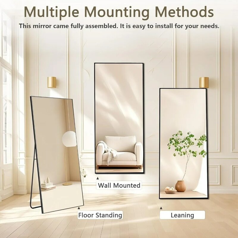 Full Length Mirror, Modern Design Standing Floor Mirror, Full Body Mirror for Living Room, Bedroom, Bathroom, Cloakroom, Hallway