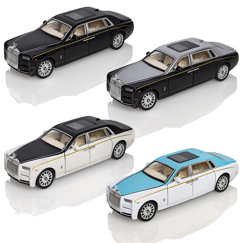 Rolls-royce-modelo de coche de aleación para niño, sonido y luz de simulación de juguete, 1:24, modelo de decoración, cielo estrellado, ideal para regalo