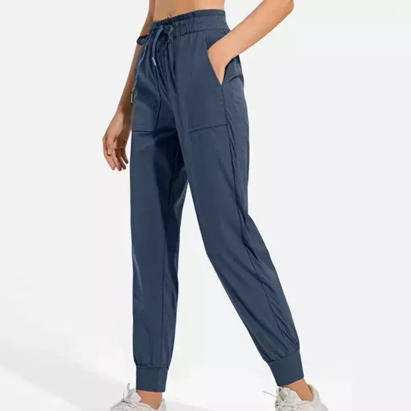 LU-Pantalon de sport taille moyenne pour femme, tissu fin et respirant, adt fit, jogging d'entraînement, fjWith Pockets, fitness, yoga