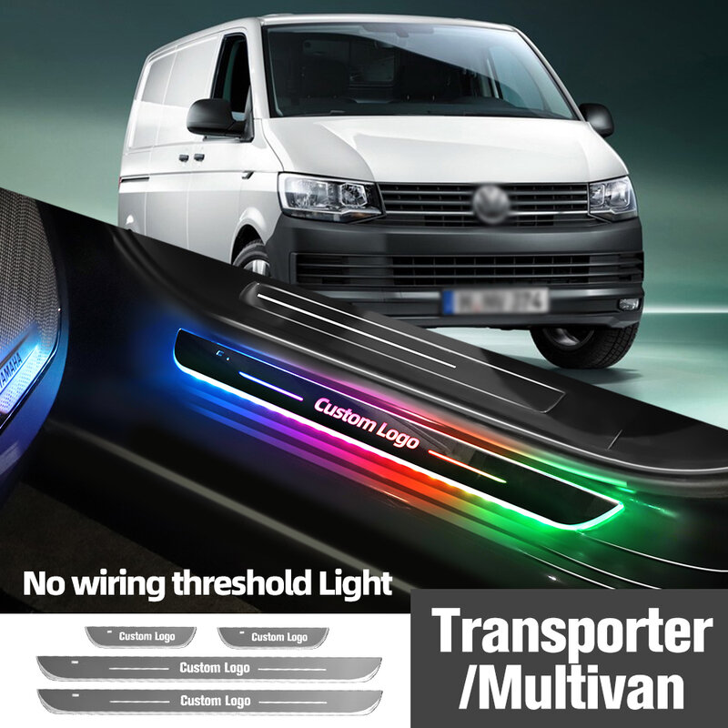 Porta do carro Sill Luz LED, Logotipo personalizado, Bem-vindo Limiar Lâmpada Pedal, Acessórios para VW Transporter Multivan T4 T5 T6 T7