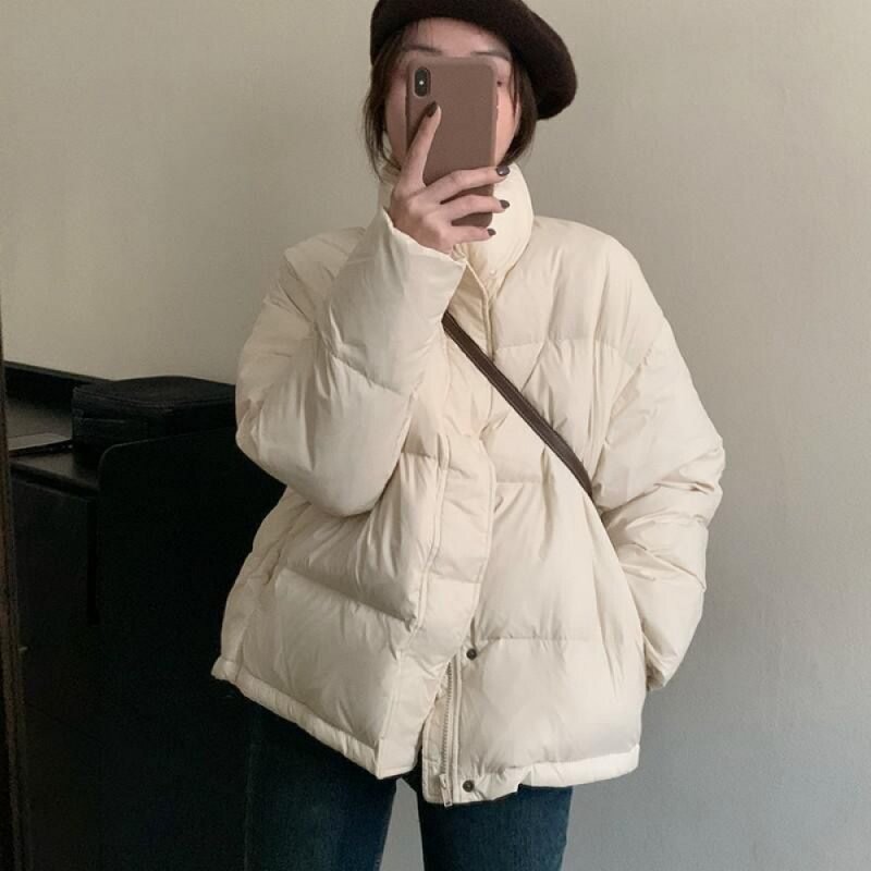 2023 nuovo piumino d'anatra bianco cappotto di pane da donna sciolto dimagrante e caldo colletto alla coreana cappotto di alta qualità