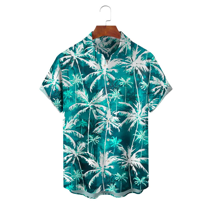 Гавайская рубашка для мужчин и женщин, повседневная Пляжная футболка с 3D-принтом пламени, на пуговицах, с коротким рукавом, комплект большого размера, лето