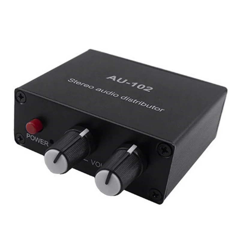 Audio Distributor Stereo Audio Mixer 1 Input 2 Output Multi-Channel RCA Splitter for Power Amplifier Active Audio