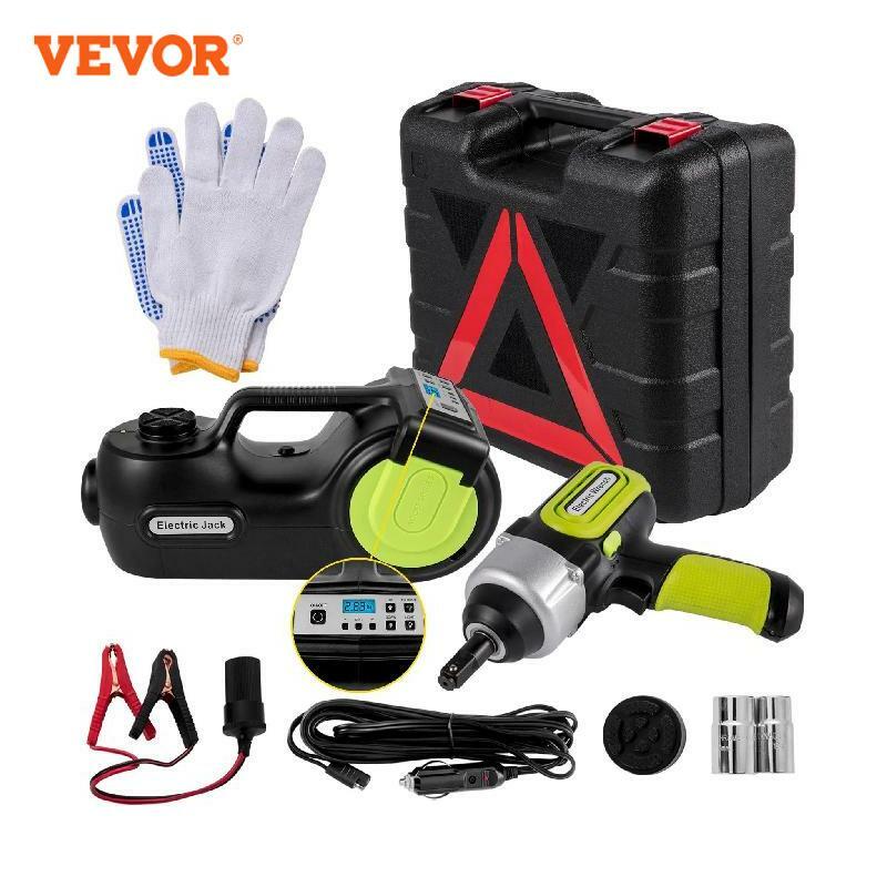 VEVOR 4-In-1 Electric Car Jack 12V 5 Ton Portable Hydraulic Jack Impact Wrench Tire Compressor Lifting LED Light Car Repair Tool