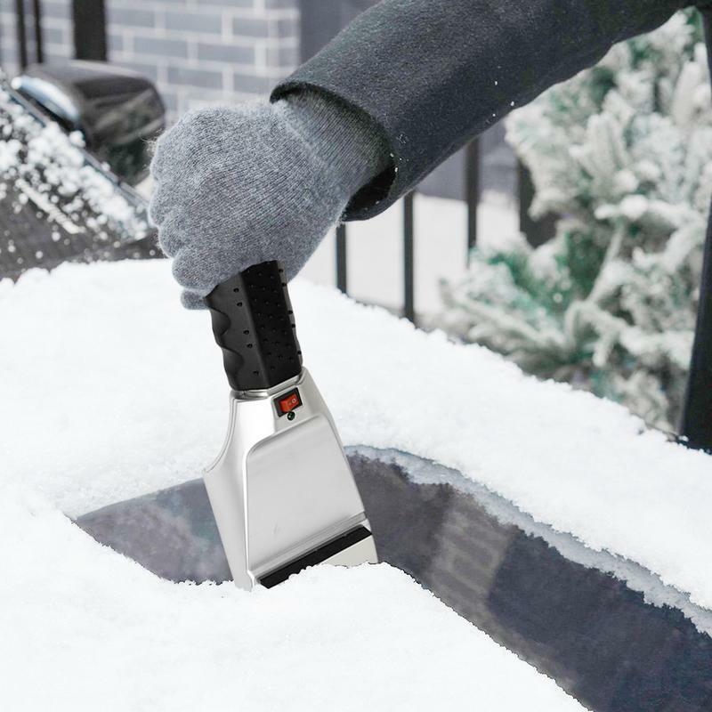 Samochodowy skrobak do śniegu ciepła 12V zimowy elektryczny wielofunkcyjny skrobaczka przednia szyba urządzenia do oczyszczania do odszraniania łopata do śniegu