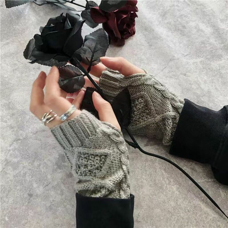 Мужские осенне-зимние однотонные бархатные перчатки для вождения вязаные перчатки женские перчатки с открытыми пальцами