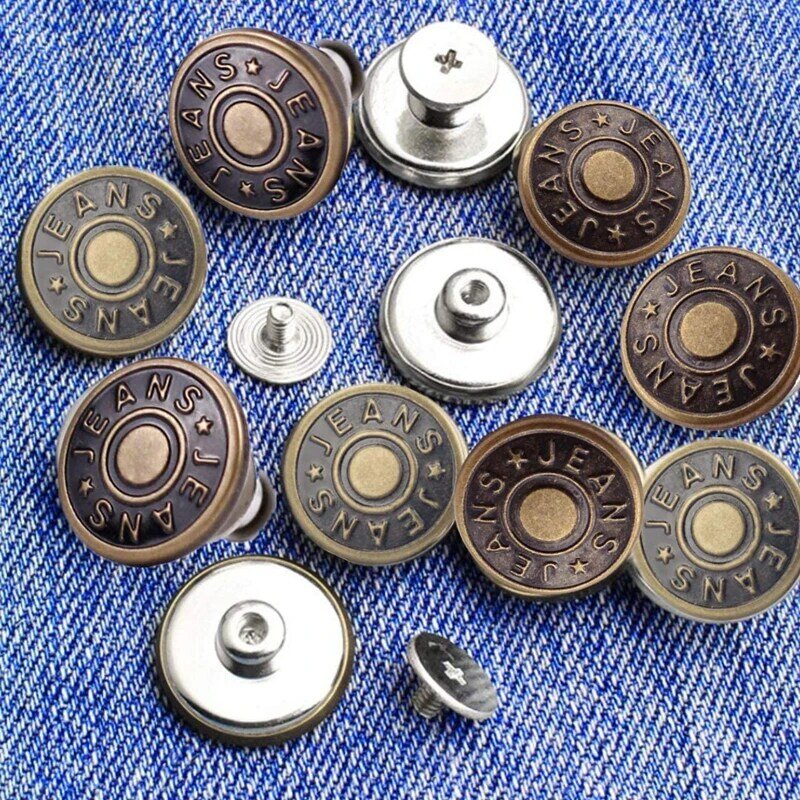 Kit de réparation de boutons en métal sans couture, remplacement de boutons en jean, sans clous, ensemble de boutons en jean perfect, accessoires de couture, 17mm, 10 pièces