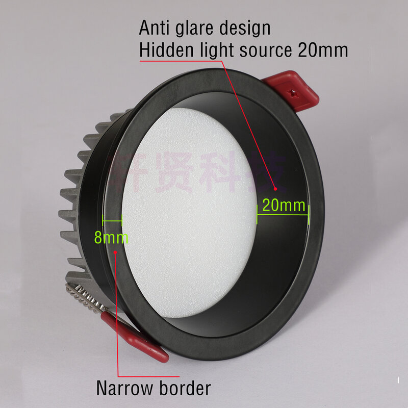 Anti Glare LED Downlight สีดำสีขาวโคมไฟติดเพดานหรี่แสงได้ AC110V 220V เหมาะสำหรับในร่ม Spotlight