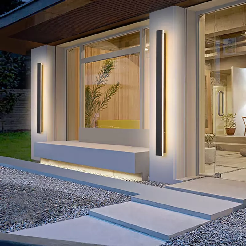 Lâmpada de parede LED tira elíptica, moderno simples porta sinal iluminação, jardim pátio varanda decoração, IP67 impermeável luz