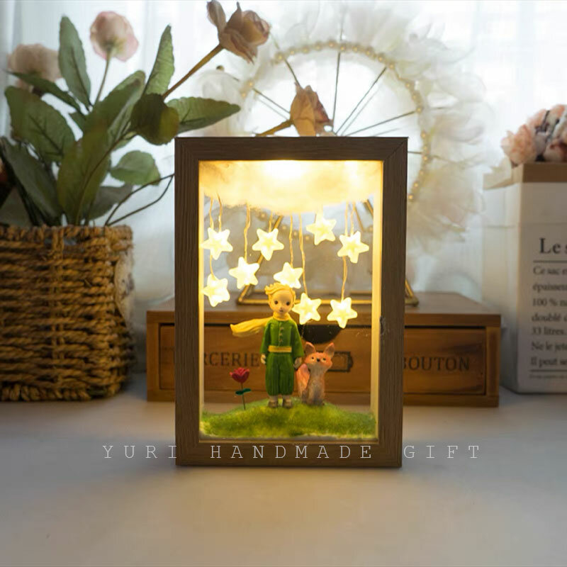 The Little Prince Nightlight Handmade DIY Material Home Decor Atmosphere Lamp Desktop Ornaments Birthday Surprise Girlfriend Gif